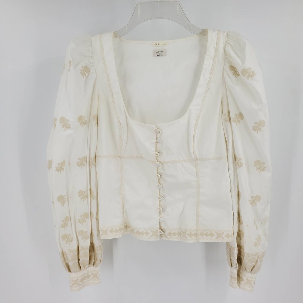 Aritzia Cream and Tan Blouse